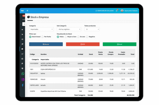 Kardex con control de inventario y alertas de stock minimo